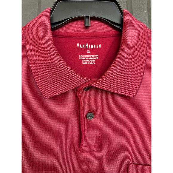 Van Heusen Men's Red Ribbed Short Sleeve Polo-shirt  Size XL - Picture 4 of 7